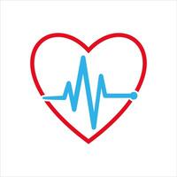 electrocardiograma y corazón icono logo modelo vector