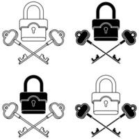 Metal padlock with old keys vector