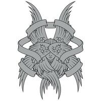 Angel with six wings and surrounded with ribbon vector