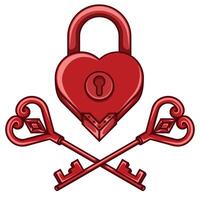 Heart shaped padlock and keys vector