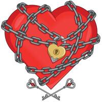 Heart wrapped with chains and padlock vector