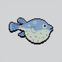 Pixel art illustration Puffer Fish. Pixelated Puffer Fish. Ocean Puffer Fish pixelated for the pixel art game and icon for website and game. old school retro. vector