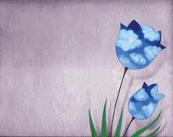 Tulip flowers surreal art for layout and background. vector