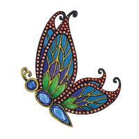 Jewelry design vintage art butterfly brooch sketch by hand drawing. vector