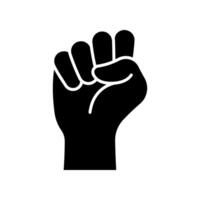 Raised hand with clenched fist icon. vector