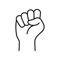 Raised hand with clenched fist line icon. vector