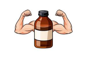 Sports nutrition syrup bottle, fitness, health. vector