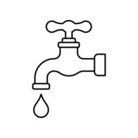 Water tap line icon isolated on white background. vector