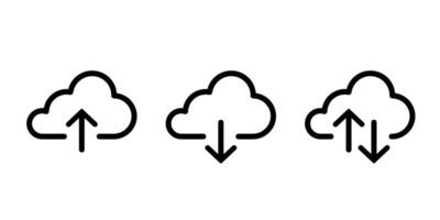 Cloud download and upload icon set. Cloud service symbol. vector