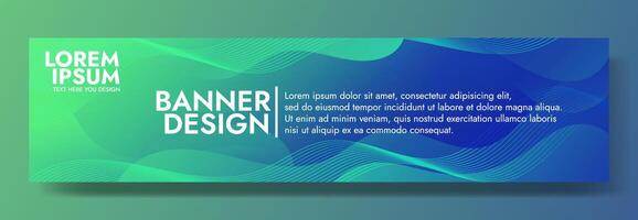 Eye catching abstract gradient wave banner template with multiple green to blue waves. Perfect for headers, promotional banners, and graphic elements with a modern and dynamic look vector