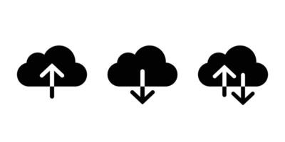 Cloud download and upload icon set. Cloud service symbol. vector