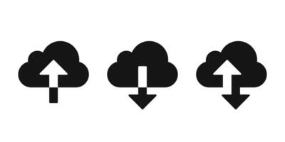 Cloud download and upload icon. Download and upload cloud computing flat icon. Cloud service symbol. vector