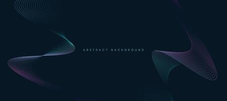 Dark abstract background with glowing wave lines. vector