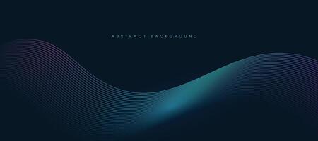 Dark abstract background with glowing wave lines. vector