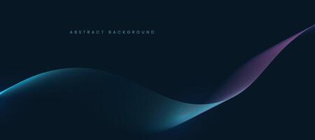 Dark abstract background with glowing wave lines. vector