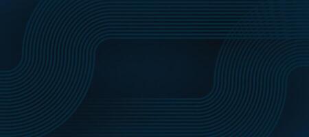 Dark blue abstract background with glowing curved waves. vector