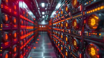 Rows of hardware harness the power of digital innovation to unlock the wealth of crypto mining video