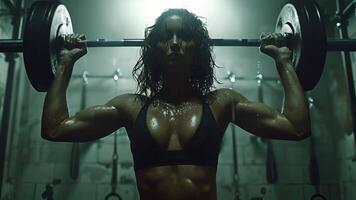 This woman lifting a barbell in a gym. Woman Lifting Barbell in Gym video