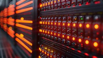 Long rows of cards and server equipment stand for crypto mining technology in a barn video