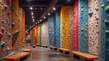 This Vertical adventure. indoor rock climbing wall awaits bold climbers. video