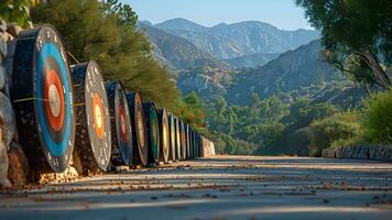 This Archery range with precise targets set up for a challenging shooting session. video