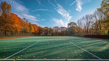 Questo tennis Tribunale pieno con numerose tennis palle. tennis Tribunale coperto nel tennis palle video