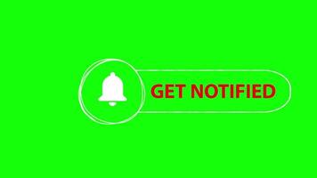 Get notified text along with the bell notification icon on the green screen video