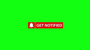 obtener notificado botón icono en verde pantalla. obtener notificado. video