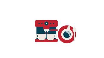 espresso maker and coffee cup animation icon video