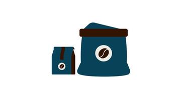 Cartoon coffee bean sack and coffee bag icon animation video