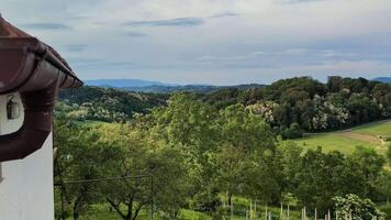 schön Hang Landschaft mit Weinberge, Landwirtschaft und Landwirtschaft Hintergrund, Klenice, Kroatien, Bezirk hrvatsko Zagorje video