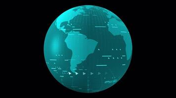 mundo mapa globo luz azul desatado ciclo video