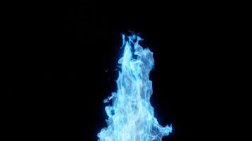 3d representación azul fuego animación aislado en oscuro antecedentes video