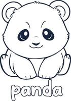 panda ilustración negro y blanco panda alfabeto colorante libro o página para niños vector