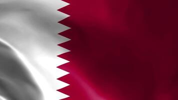 Qatar bandiera svolazzanti nel il vento. dettagliato tessuto struttura. video