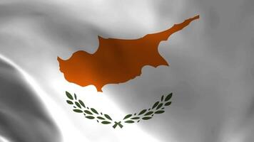 el bandera de el república de Chipre revoloteando en el viento. detallado tela textura. video