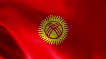 kirgiziska flagga fladdrande i de vind. detaljerad tyg textur. sömlös looped animation. video