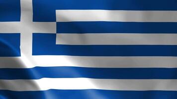 greco bandiera svolazzanti nel il vento. dettagliato tessuto struttura. senza soluzione di continuità loop animazione. video