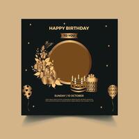 Happy birthday social media post template vector