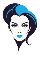 Woman with asymmetric styled bob haircut characteristic of 80s hairstyle in a bold and voluminous manner vector