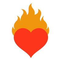 Heart on fire illustration on white background vector