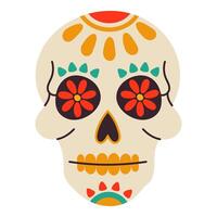 The Mexican skull is completely decorated with bright colors for the Day of the Dead vector