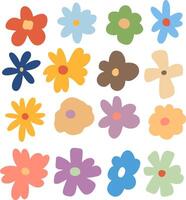 cute abstract flowers element design vector