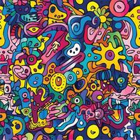 abstract colorful doodle monster art background vector