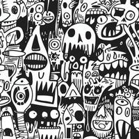 abstract background of funny doodle monsters seamless pattern for prints, designs vector