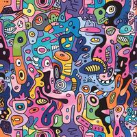 abstract colorful doodle monster art background vector