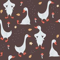 funny geese seamless pattern vector