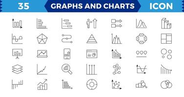 creciente bar grafico píxel Perfecto icono colocar. grafico y diagrama relacionado línea iconos Estadísticas y analítica icono. estadística y datos, cartas diagramas, dinero, abajo o arriba flecha.editable ataque. vector