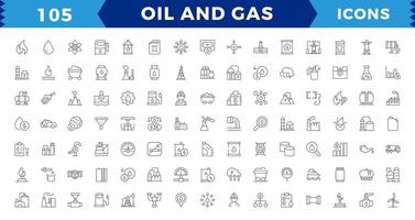 Oil and gas - Pixel Perfect thin line web icon set. Outline icons collection. editable stroke vector