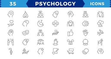 Pixel Perfect Psychology and mental line icons collection.minimal thin line web icon set. Big UI icon set in a flat design. Thin outline icons pack, editable stroke. vector